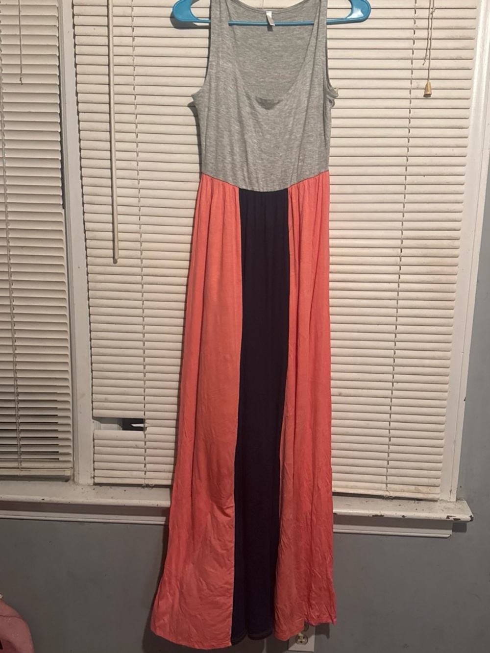 Pinkblush Gray, Coral & Navy Panel Maxi Dress